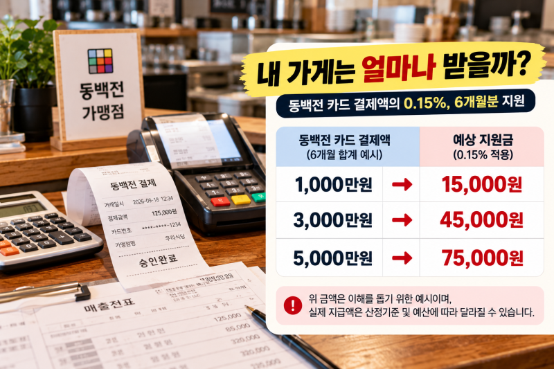 동백전 가맹점 사장님 그냥 지나치면 못 받습니다 카드수수료 6개월분 지원 신청하세요