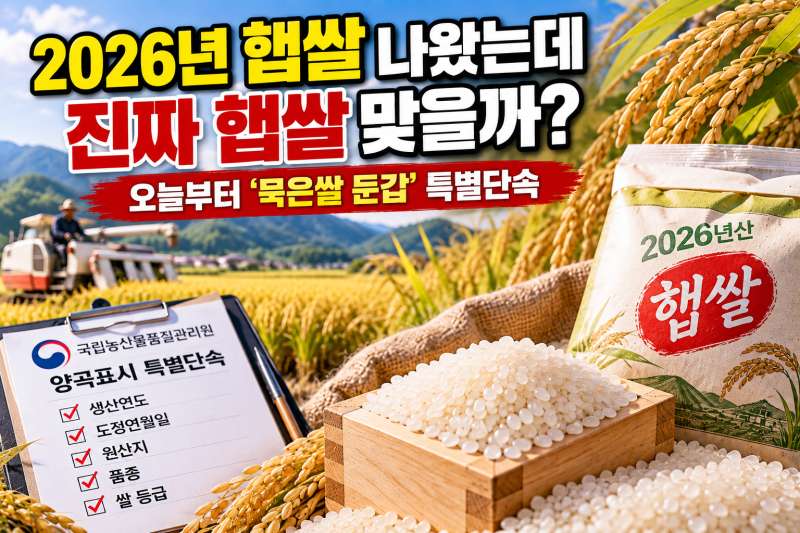 2026년 햅쌀 나왔는데 진짜 햅쌀 맞을까? 오늘부터 ‘묵은쌀 둔갑’ 특별단속