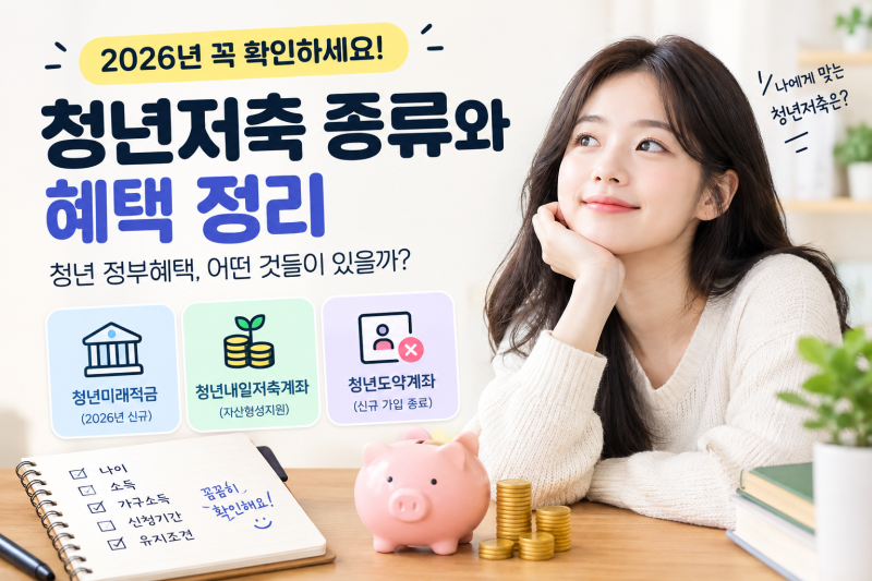 청년저축 종류와 혜택 정리, 2026년 꼭 확인할 청년 정부혜택