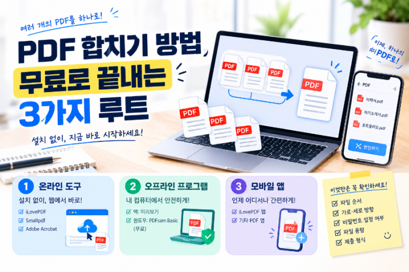 PDF 합치기 방법, 무료로 끝내는 3가지 루트