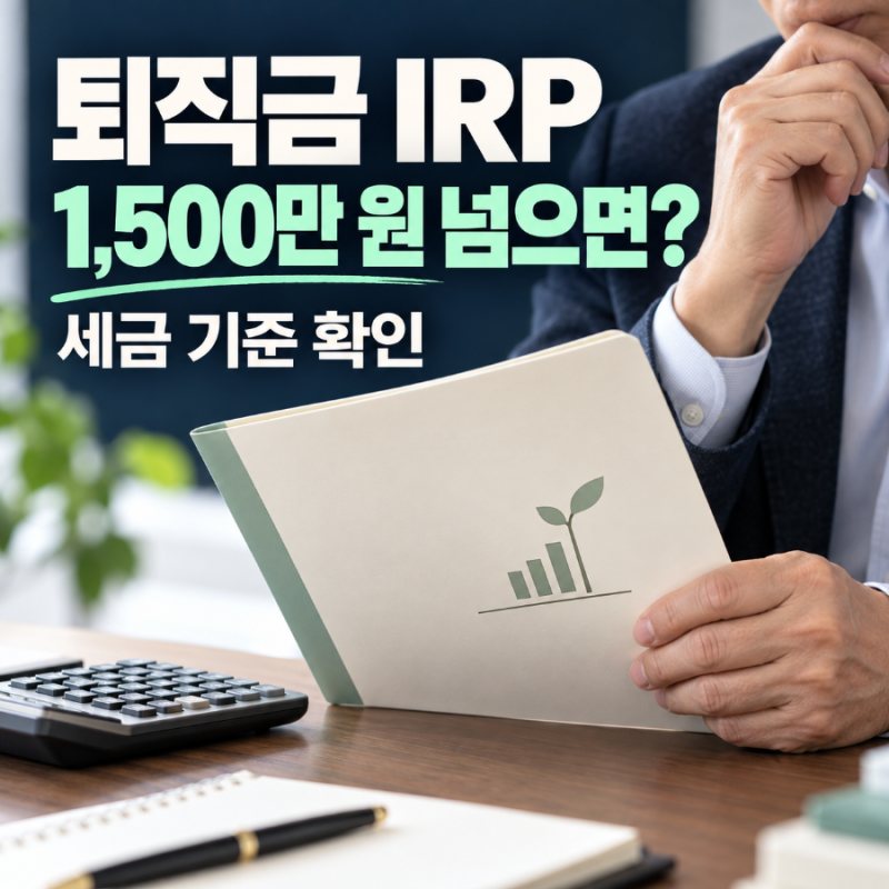 퇴직금 IRP 연 1,500만 원 넘게 받으면 세금 폭탄일까? (연금저축과 차이점 정리)
