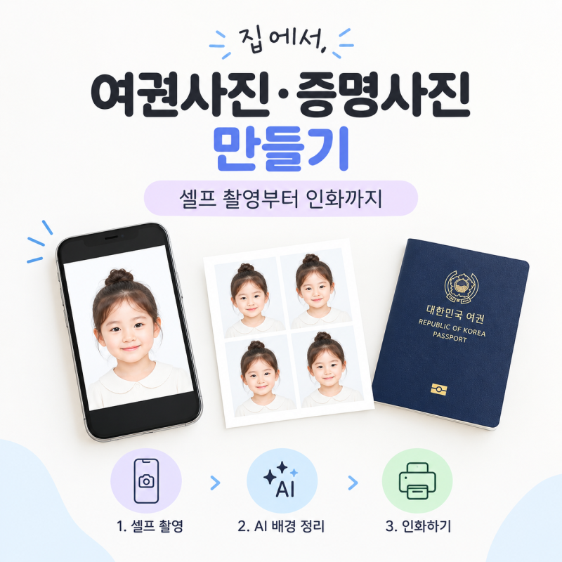 집에서 여권사진·증명사진 만들기, 셀프 촬영부터 인화까지