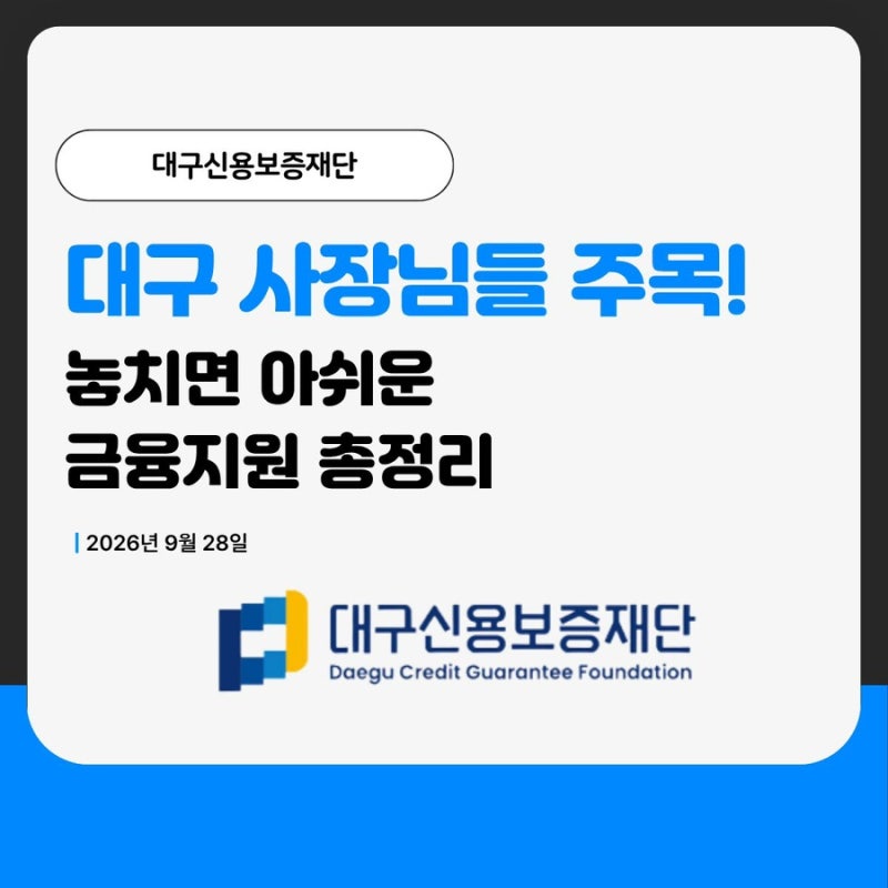 대구사장님들 주목! 놓치면 아쉬운 금융 지원 총정리