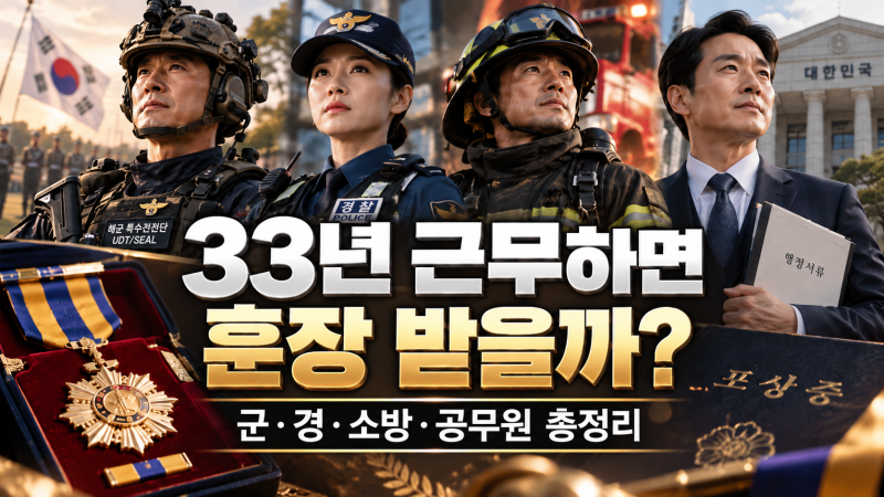 군인·경찰·소방·공무원은 몇 년 근무하면 훈장을 받을까?