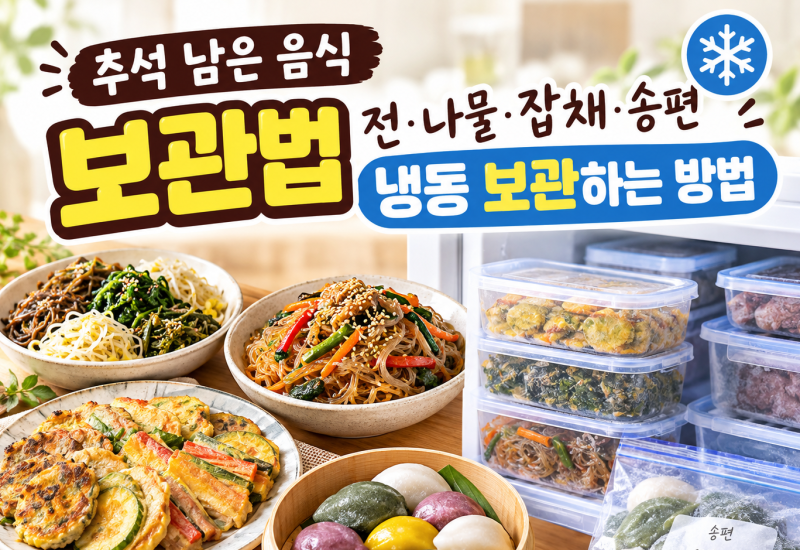 추석 남은 음식 보관법｜전 나물 잡채 송편 냉동 보관하는 방법