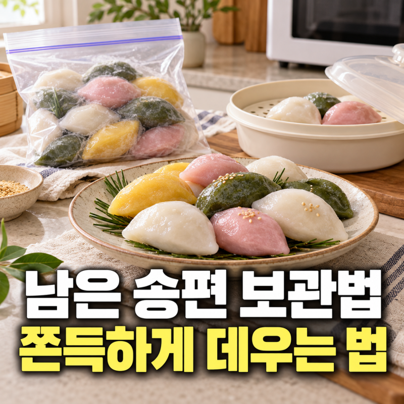 남은 송편 보관법, 그냥 얼리지 마세요! 다시 데워도 쫀득하게 먹는 방법