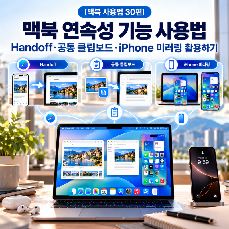 [맥북 사용법 30편] 맥북 연속성 기능 사용법 - Handoff·공통 클립보드·iPhone 미러링 활용하기