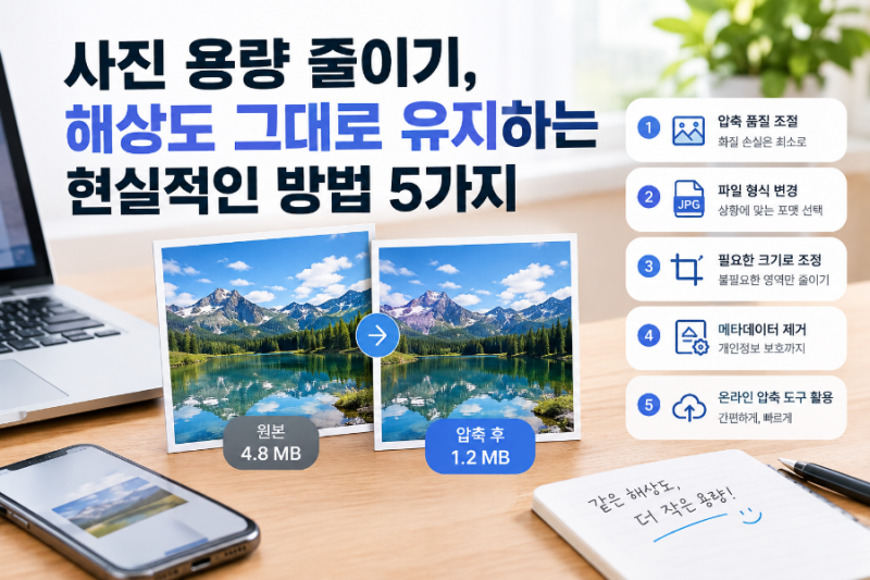 사진 용량 줄이기, 해상도 그대로 유지하는 현실적인 방법 5가지