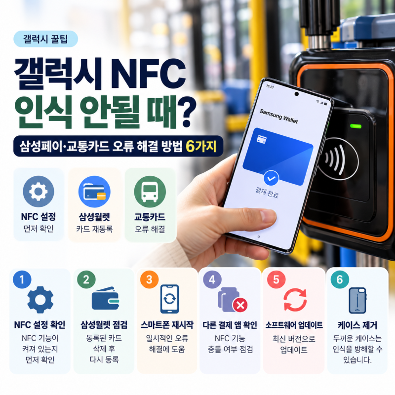 갤럭시 NFC 인식 안될 때? 삼성페이·교통카드 오류 해결 방법 6가지