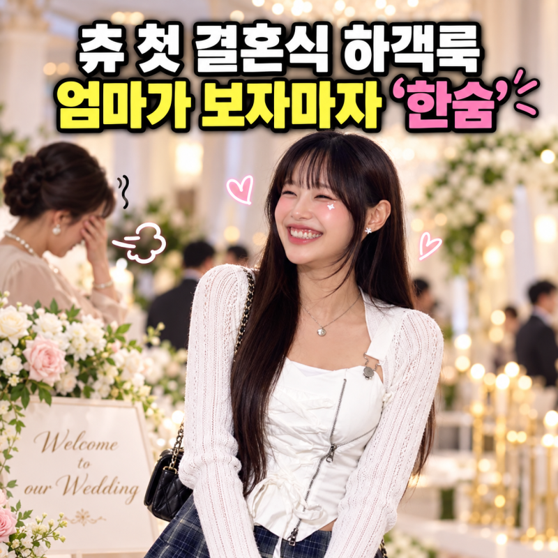 츄 첫 결혼식 하객룩 뭐였길래…엄마가 보자마자 한숨 쉬었다