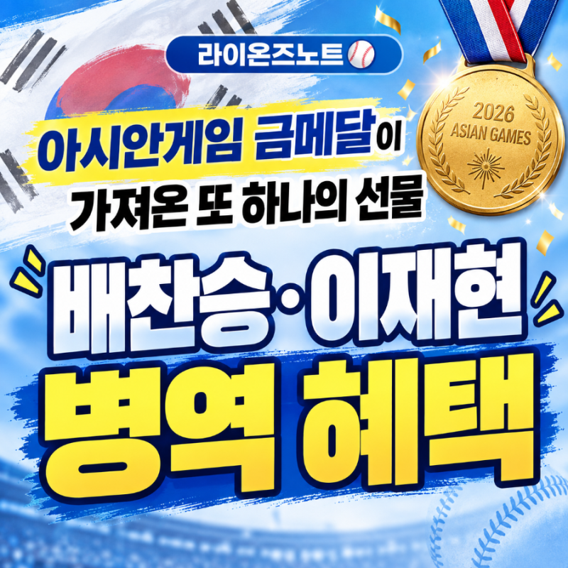 아시안게임 금메달이 가져온 또 하나의 선물｜삼성 배찬승·이재현 병역 혜택