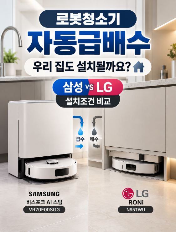 로봇청소기 자동급배수, 우리 집도 설치될까요? 삼성 vs LG 조건 비교