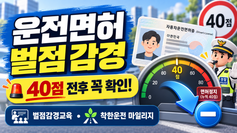 운전면허 벌점 40점 위기라면? 감경교육·정지일수 줄이는 법