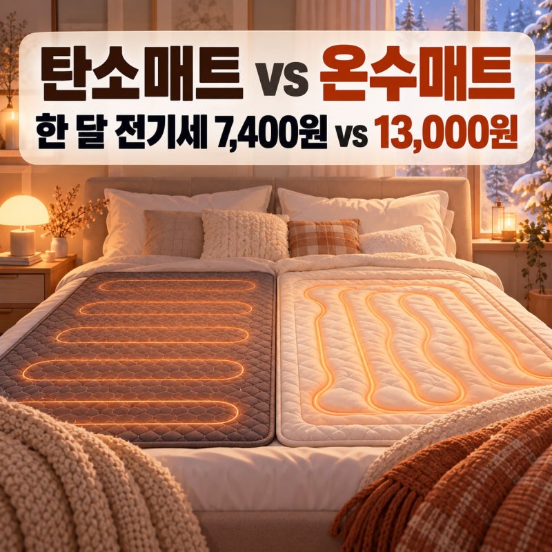 탄소매트 전기장판 온수매트 차이, 한 달 전기세 2026 계산
