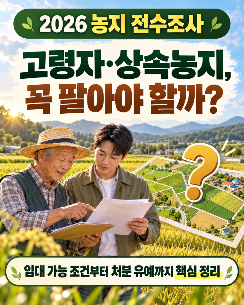 2026 농지 전수조사 핵심 정리｜고령자 농지·상속농지, 꼭 팔아야 할까? 처분 유예조건까지