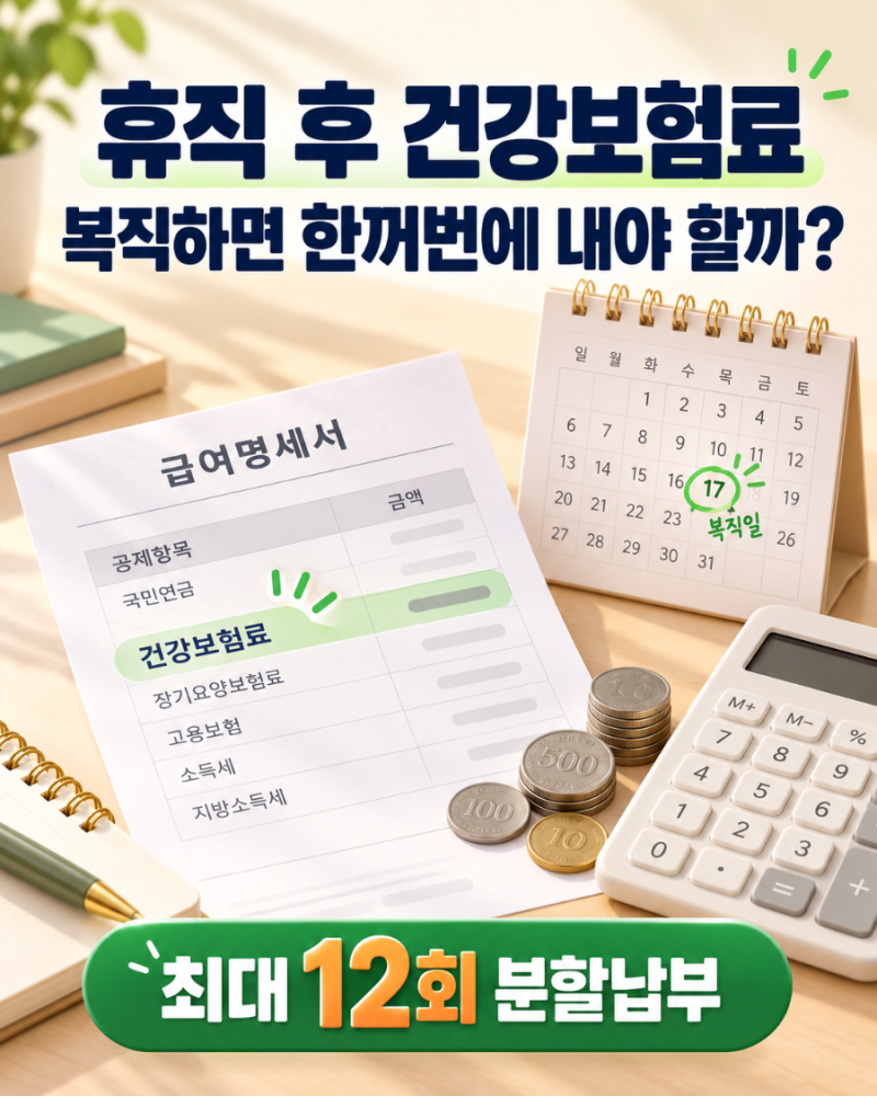 휴직 후 밀린 건강보험료, 복직하면 한꺼번에 내야 할까?