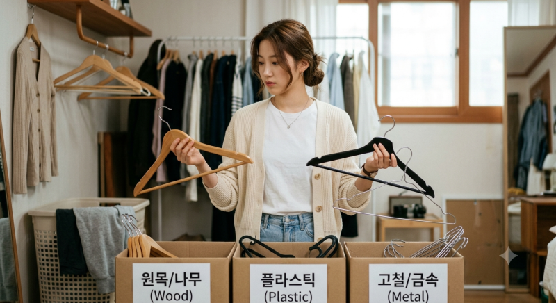 옷걸이 종류별 올바른 버리는 방법 (플라스틱, 세탁소 철사, 목재, 바지걸이)