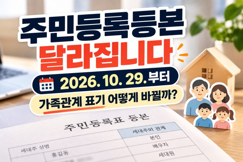 2026 주민등록등본 달라진다, 10월 29일부터 가족관계 표기 어떻게 바뀔까?