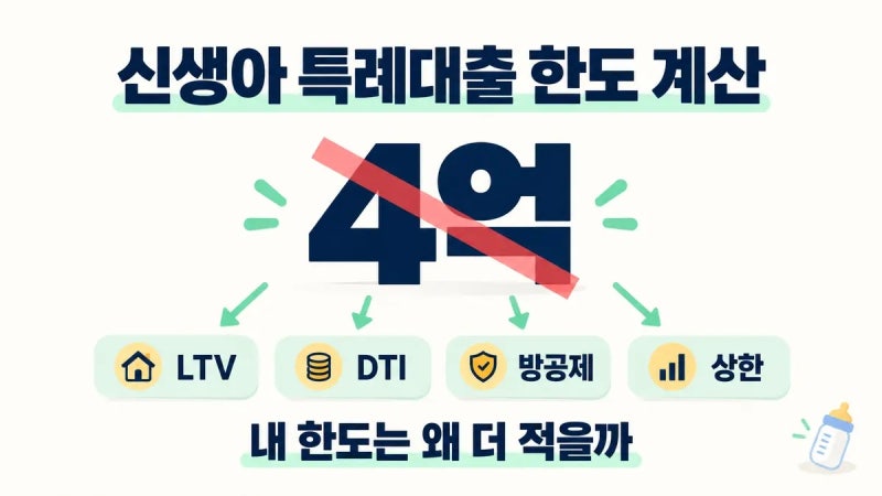 신생아 특례대출 한도 계산, 최대 4억인데 내 한도는 왜 더 적게 나올까