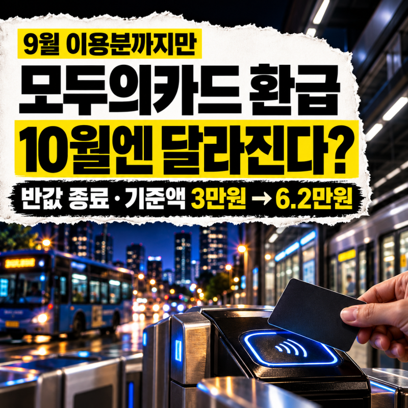K패스 모두의카드 환급, 9월까지만 반값? 10월 기준액과 신청·등록 방법