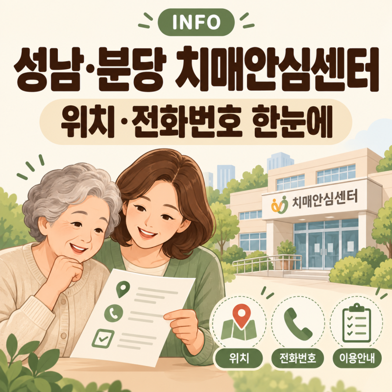성남·분당 치매안심센터 어디에 있을까?｜무료 치매검진 위치·전화번호·지원혜택