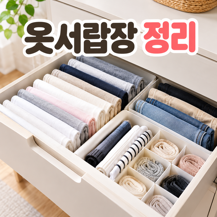 옷서랍장 정리 옷 개는법 깔끔한 서랍 수납 방법