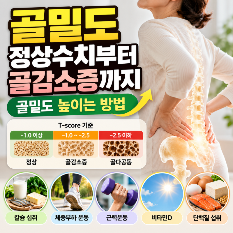 골밀도 -2.0 정상수치 얼마일까? 40대 이후 골밀도 높이는 방법