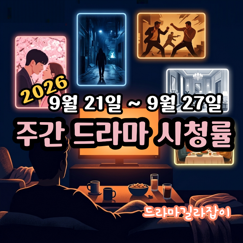 [드라마] 2026년 9월 넷째 주 드라마 시청률 순위, 지상파 드라마가 사라졌다, 지상파·종합편....