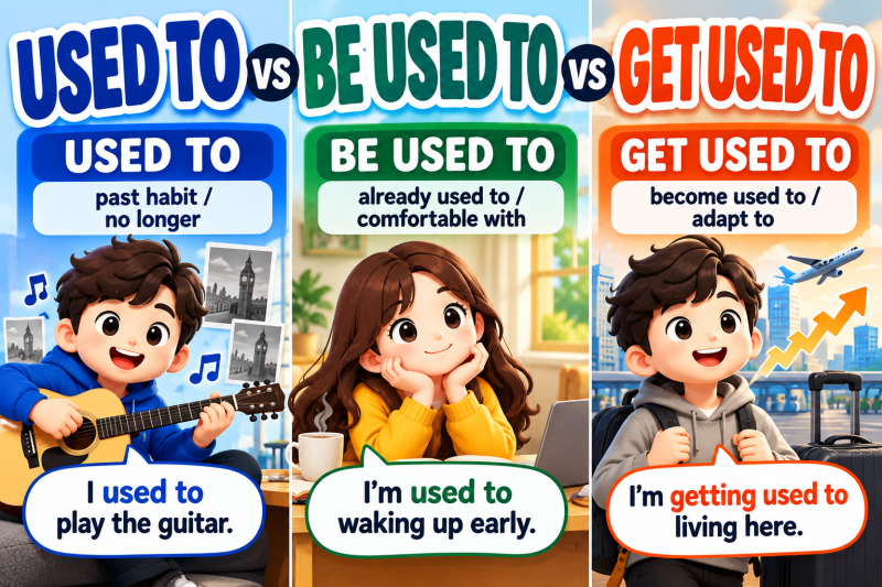 영어 used to vs be used to 완전 정리 (get used to까지 한 번에)