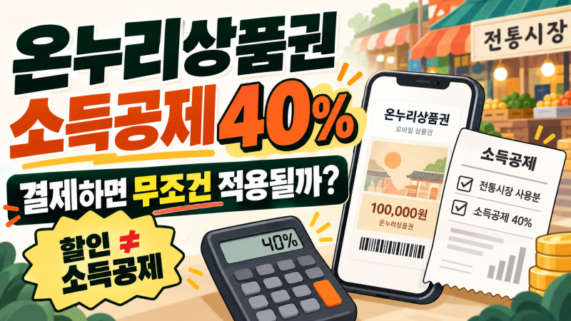 온누리상품권 소득공제, 40%가 그대로 환급되는 건 아닙니다