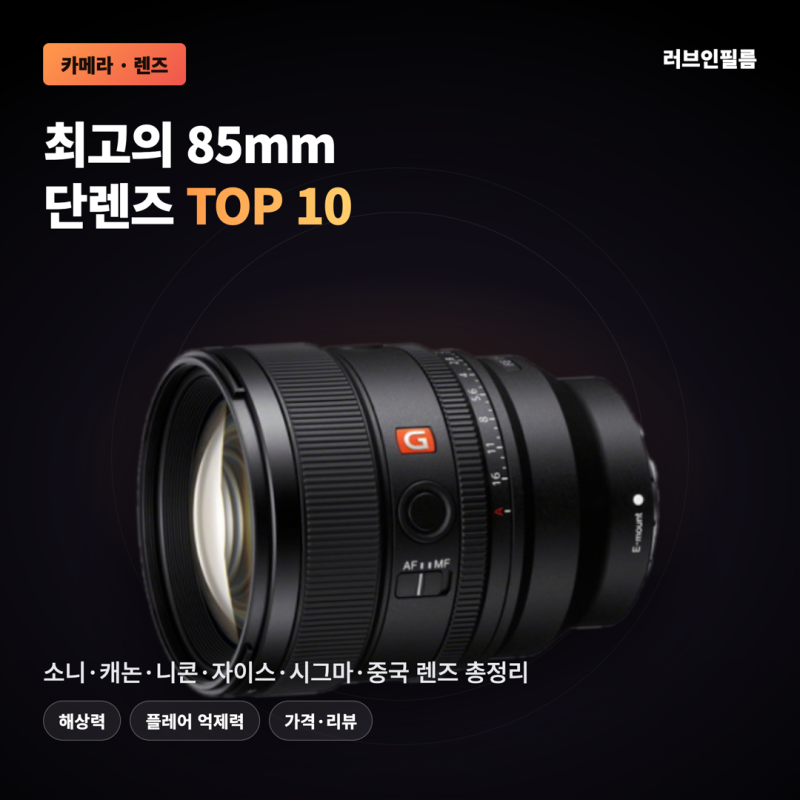 최고의 85mm 단렌즈 TOP 10 (소니·캐논·니콘·자이스·시그마·중국 렌즈 총정리)