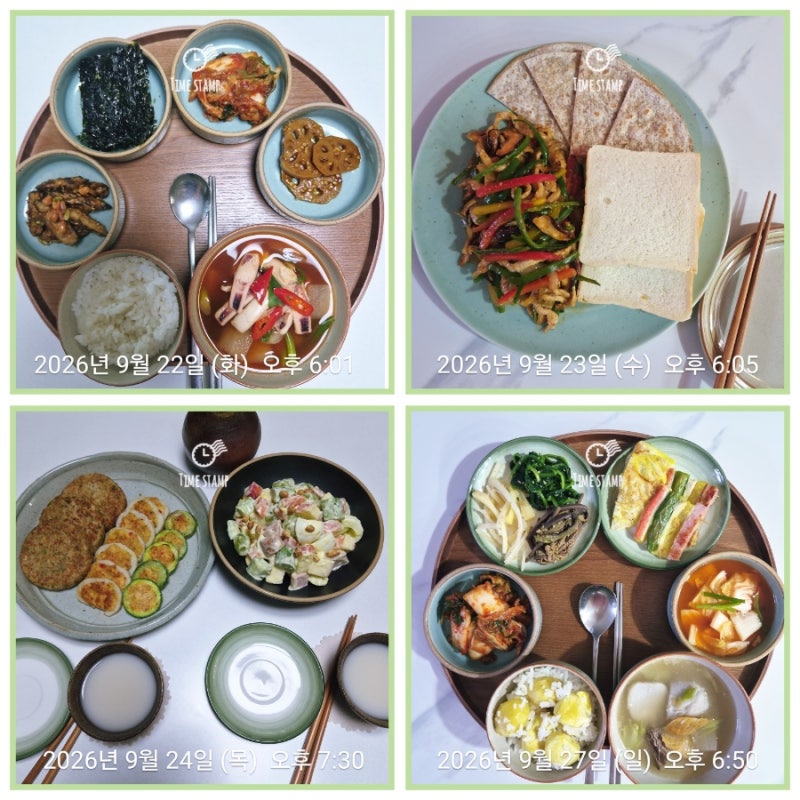 오늘 저녁 뭐 먹지? 9월 4주 차 저녁 메뉴 86000원으로 차린 일주일 집밥 기록 오징어 무국 고추....