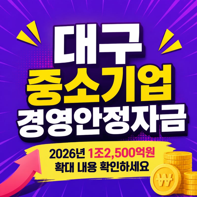 대구 중소기업 경영안정자금, 2026년 1조2,500억원 확대 내용 확인하세요