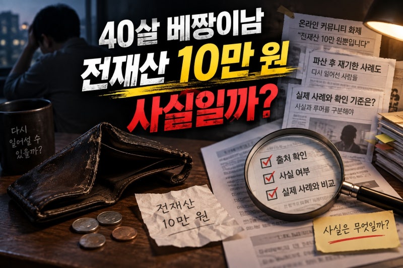 40살 베짱이남 전재산 10만 원, 실제 사례와 확인 기준