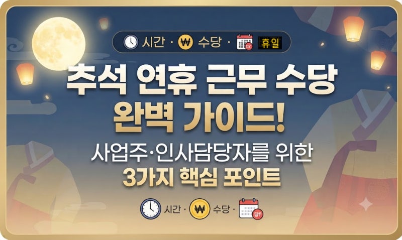 "추석 연휴에 출근한 우리 직원, 급여·휴가 어떻게 처리해야 할까?"… 사업주·인사담당자가 ....