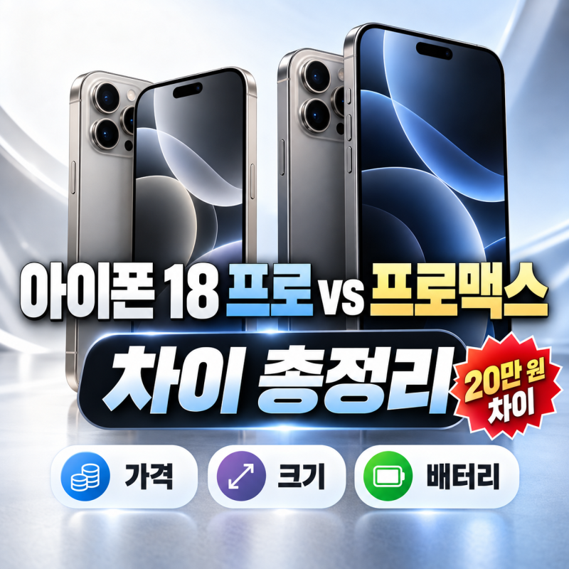 아이폰 18 프로 vs 프로맥스 차이: 가격·크기·배터리·카메라 비교