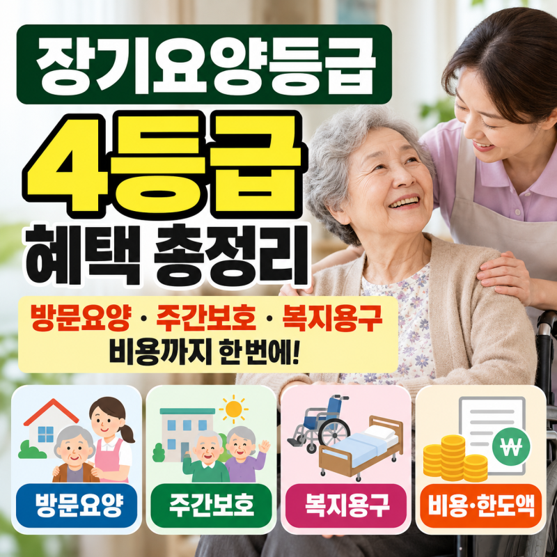 장기요양등급 4등급 혜택 총정리｜방문요양·주간보호·복지용구 비용까지