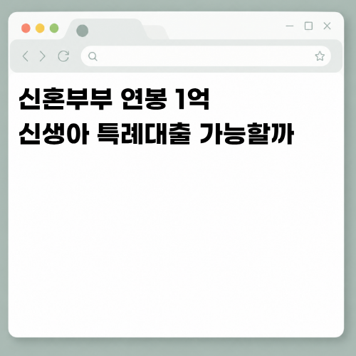 "부부 연봉 1억" 신혼부부 신생아 특례대출로 6억 집 살 수 있을까