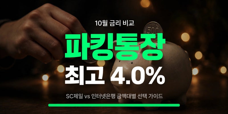 2026년 10월 | 파킹통장 금리 비교: SC제일 4.0% vs 토스·카카오, 1000만원 넣으면 어디가 유리할까