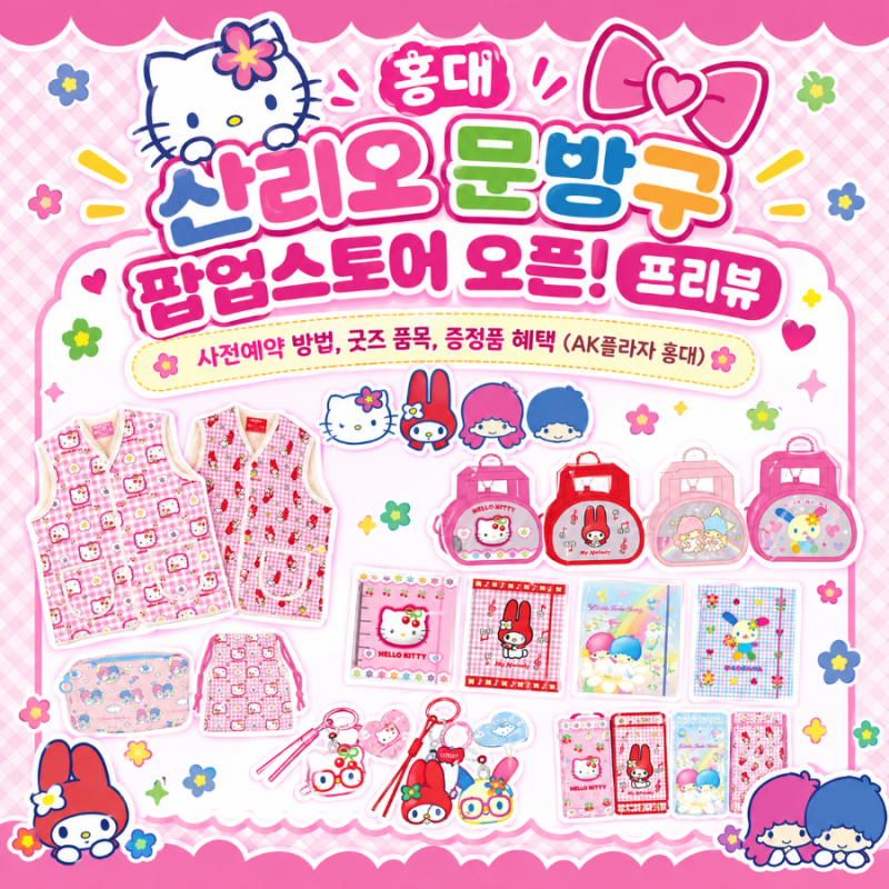 홍대 산리오 문방구 팝업 10월 2일 오픈! 굿즈, 현장예약, 증정품 총정리