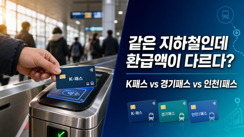 같은 지하철 타는데 환급액이 다르다? K패스 vs 경기패스 vs 인천I패스