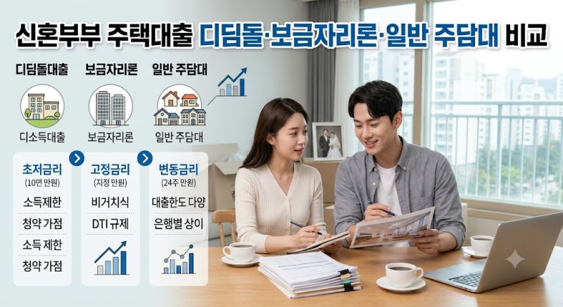 신혼부부 주택대출, 2026년 10월 19일부터 달라진다…디딤돌·보금자리론·일반 주담대 비교