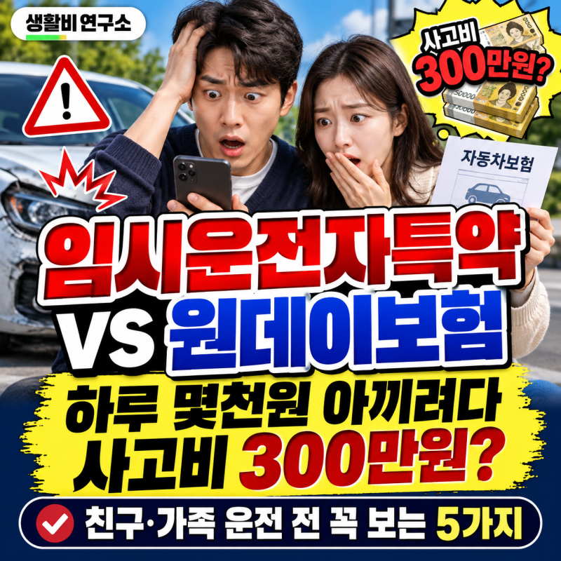 자동차보험 임시운전자특약 vs 원데이보험, 하루 몇천원 아끼려다 사고비 300만원? 꼭 보는 5....