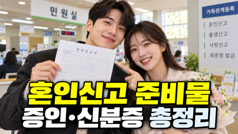 2026 혼인신고 준비물, 증인 2명·신분증·한 명만 방문할 때 총정리