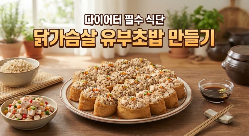 다이어터 필수 수단 닭가슴살 유부초밥 만들기