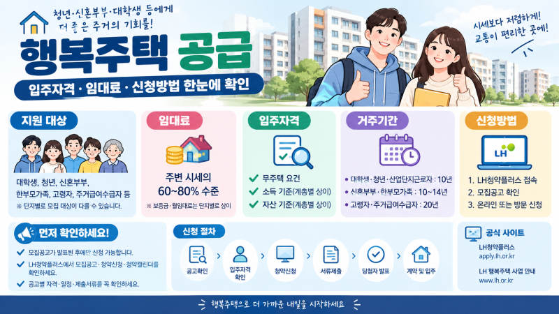 행복주택 공급｜입주자격·임대료·신청방법 한눈에 확인