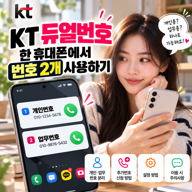 KT 듀얼번호 설정 방법, 한 휴대폰에서 번호 2개 사용하기
