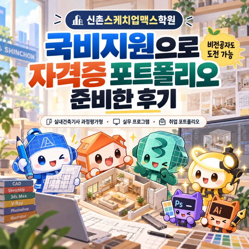 신촌스케치업맥스학원 국비지원으로 자격증 포트폴리오 준비한 후기