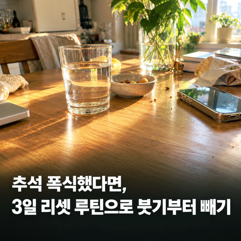 추석 폭식했다면? 3일 리셋 루틴으로 붓기부터 빼기!