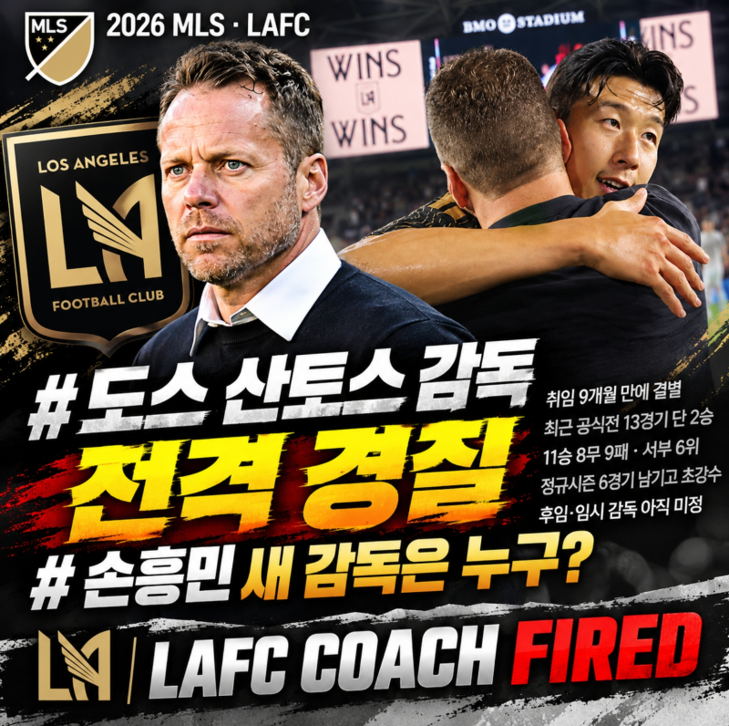 손흥민 소속팀 LAFC 감독 전격 경질, 도스 산토스 왜 9개월 만에 떠났나